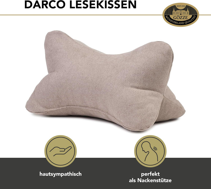 Gözze - Kuschelweiches Lesekissen Darco, Ideal als Sofakissen oder Leseknochen, 40 x 25 cm - Taupe,