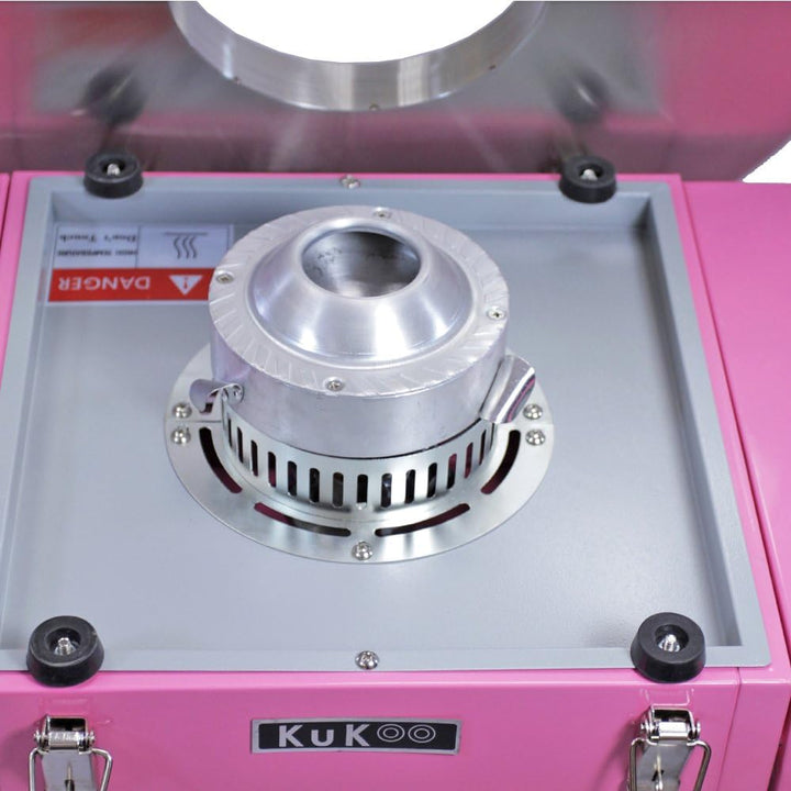 KUKOO Retro Zuckerwattemaschine Zuckerwattegerät Zuckerwatte mit passendem Wagen und Schubfach inkl.