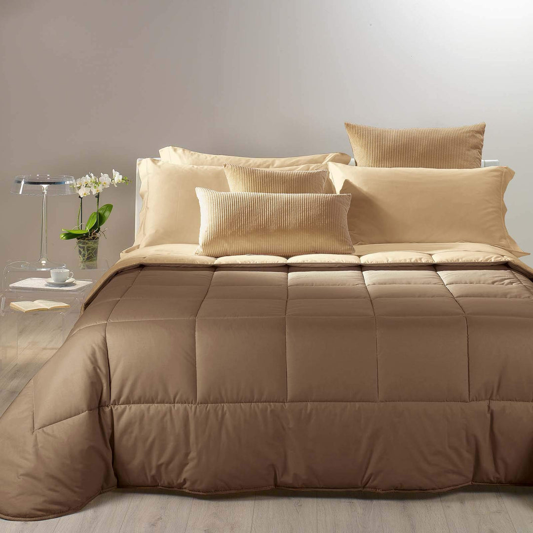 Caleffi Bicolor steppdecke, Baumwolle, Mokka, Einzelbett