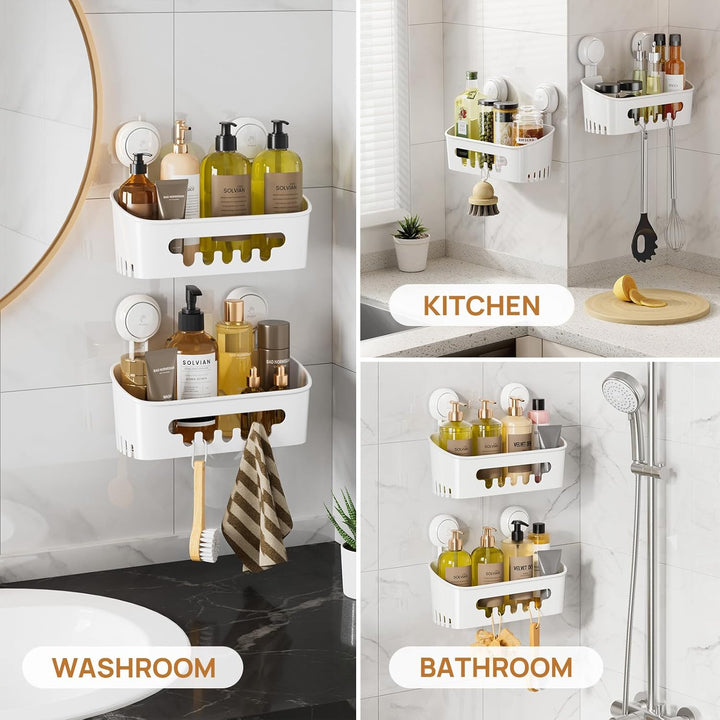 LEVERLOC Duschablage & Saugnapf Doppel Dusche Seifenhalter ohne Bohren für Shampoo Conditioner Halte