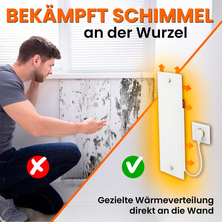 Tonis SCHIMMELSCHOCK Glaspanel Anti-Schimmel-Heizung zur Schimmelbekämpfung | Wandheizung trocknet k