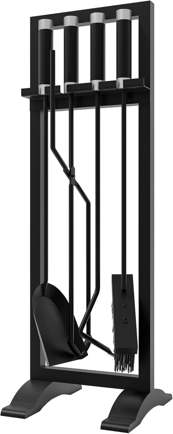 Kingson Kaminbesteck 4-teilig - Inklusive Schürhaken, Schaufel, Bürste & Zange - 61 cm Kaminbesteck
