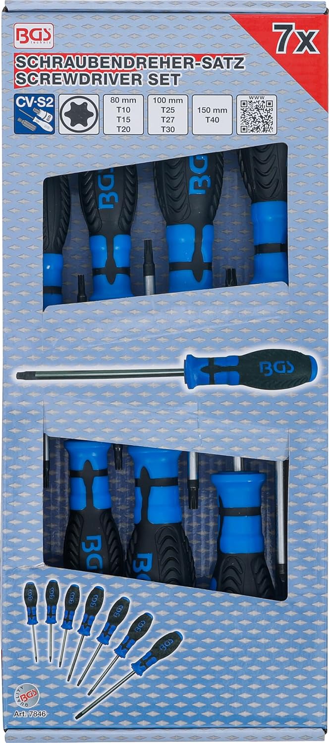 BGS 7846 | Schraubendreher-Satz | T-Profil (für Torx) | T10 - T40 | 7-tlg. 7-tlg. | T-Profil (für To