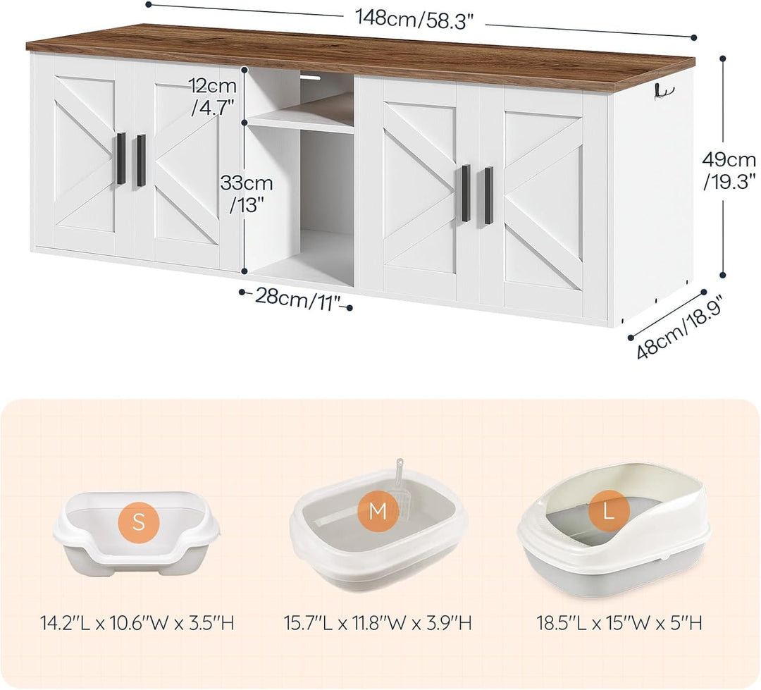 HOOBRO Katzenschrank, Katzentoilette Schrank, 148 cm Katzenklo Schrank mit Eingang für 2 Katzen, Hau