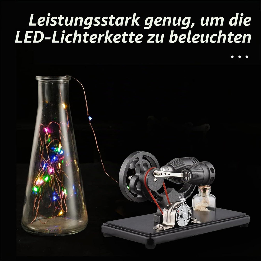 Bisofice Stirlingmotor Stirling Motor Modell mit LED Licht, Heissluft Sterling Engine, Schwungrad-De