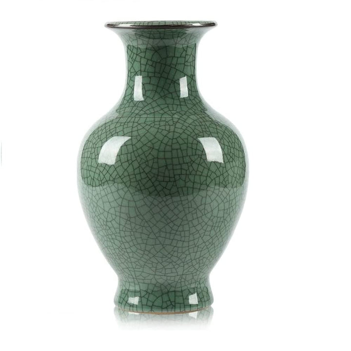 Chinesische Keramik-Kunst, handgefertigt, antike Eisriss-Glasur, grosse Porzellan-Blumenvase für Hei