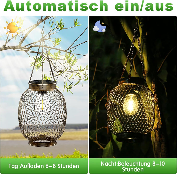 Solarlampen für Aussen, Ortiny 2 Stück IP65 Wasserdicht Metall Solarlampen für Aussen Garten Decorat