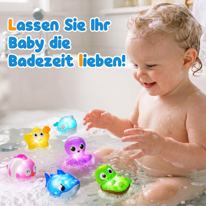 Badespielzeug Baby, Badewannenspielzeug, Baby ab 1 Jahr, Leuchtet Sensorik Wasserspielzeug Kinder, F