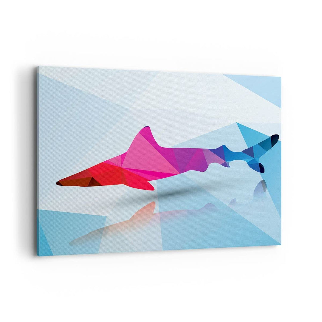 Bilder auf Leinwand 100x70cm Leinwandbild Hai Illustration modern Grafik Gross Wanddeko Bild Schlafz
