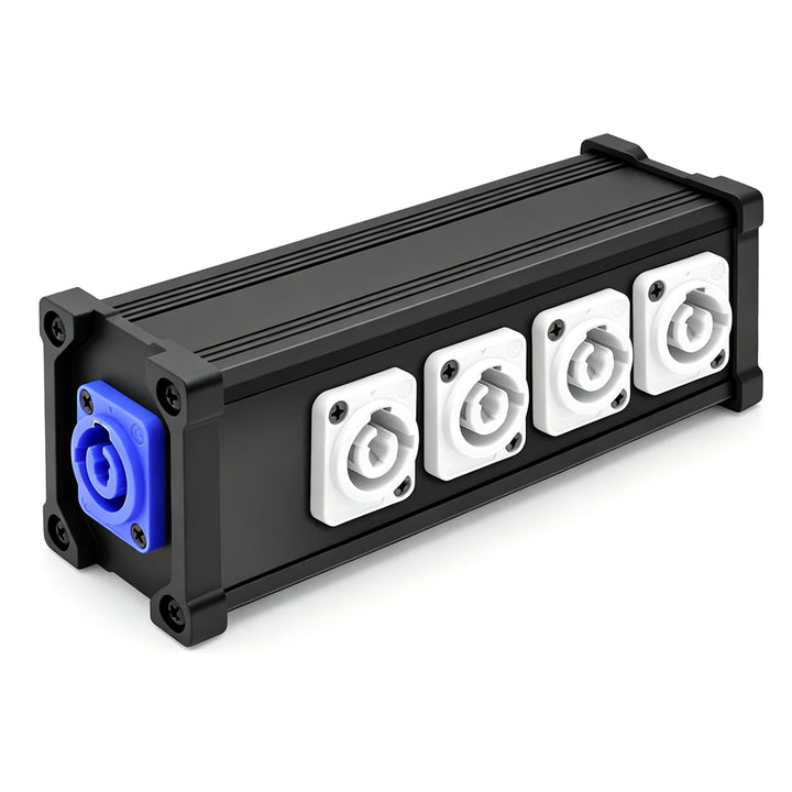 PowerCon Eingang zum Ausgang, 20A Splitter Box 1 in 4 out, 4 Power Verteiler für Bühnenlicht, LED-Bi