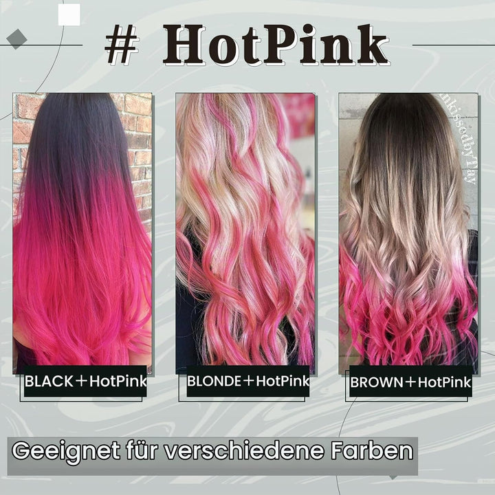 RUNATURE Clip in Extensions Echthaar Hotpink 35cm 5 Stuck 25g Remy Glatt Haarverlangerung 