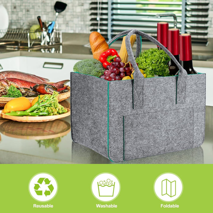 Eurhomewit Filztasche Einkaufstasche mit Fächern, Filztasche Gross 30L Faltbar und Robust Filz Einka
