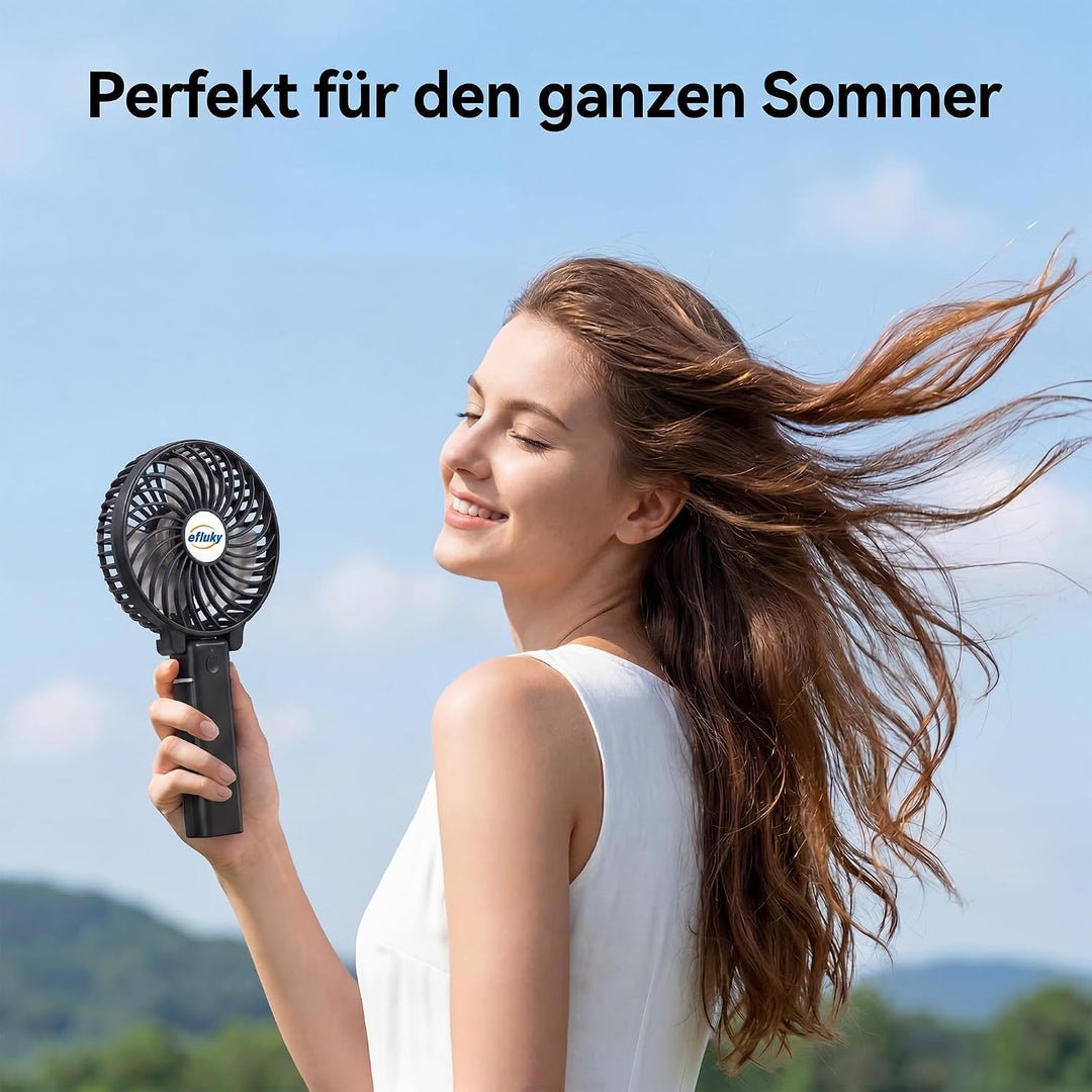 efluky Handventilator, Tragbarer Mini Ventilator, Faltbarer USB-Ventilator Wiederaufladbar, Tragbare