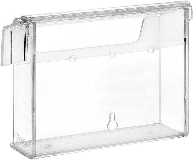 DIN A6 Prospektbox/Prospekthalter/Flyerhalter im Querformat, wetterfest, für Aussen, mit Deckel, aus