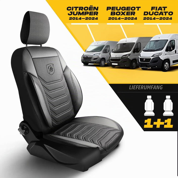 Autositzbezüge Universal 1+1 für FIAT Ducato, Peugeot Boxer, Citroen Jumper (2014-2026) Opel Movano