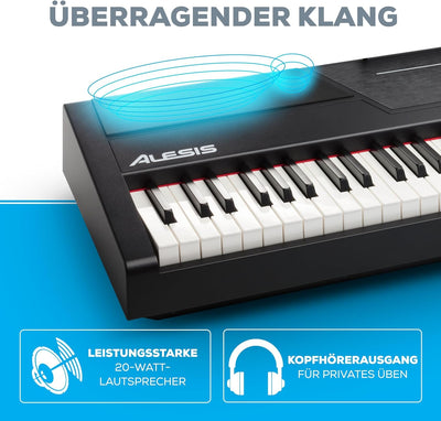 Alesis Recital Pro - E Piano 88 Tasten mit Gewichteten Volle Grösse Klavier, Lautsprechern, Kopfhöre