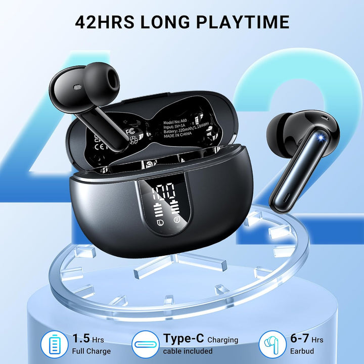 Bluetooth Kopfhörer,Kabellose Bluetooth Kopfhörer 5.3 In Ear Kopfhörer,42 Stunden Spielzeit,Sportkop