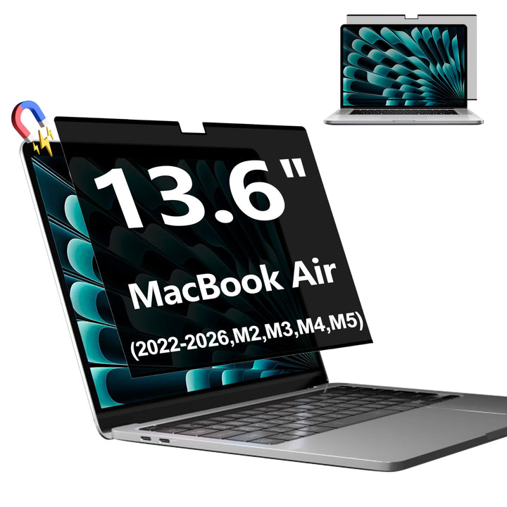 Magnetischer Blickschutzfolie für Macbook Air 13,6 Zoll (2022–2025, M2, M3, M4), Abnehmbarer Sichtsc