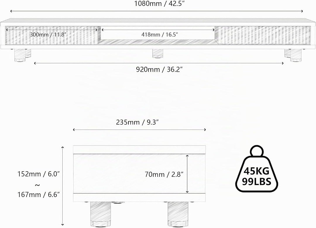 Fenge Dual Monitorständer 108cm Grosser Bildschirmständer mit 2 Glas-Schiebetür Höhenverstellbarer M