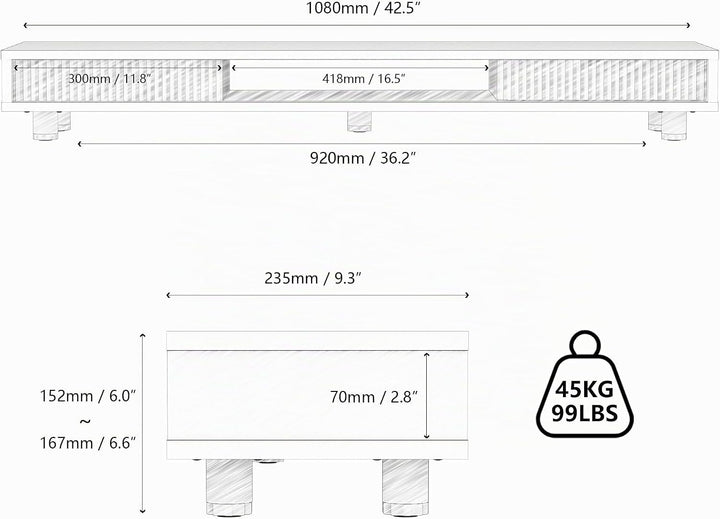 Fenge Dual Monitorständer 108cm Grosser Bildschirmständer mit 2 Glas-Schiebetür Höhenverstellbarer M
