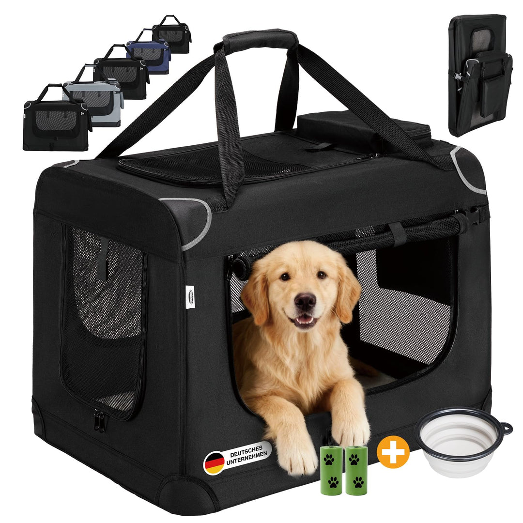 Zedelmaier Hundebox Faltbar Hundetransportbox, XL 81x58x56cm, robust Transportbox für Hund &amp; Katze G