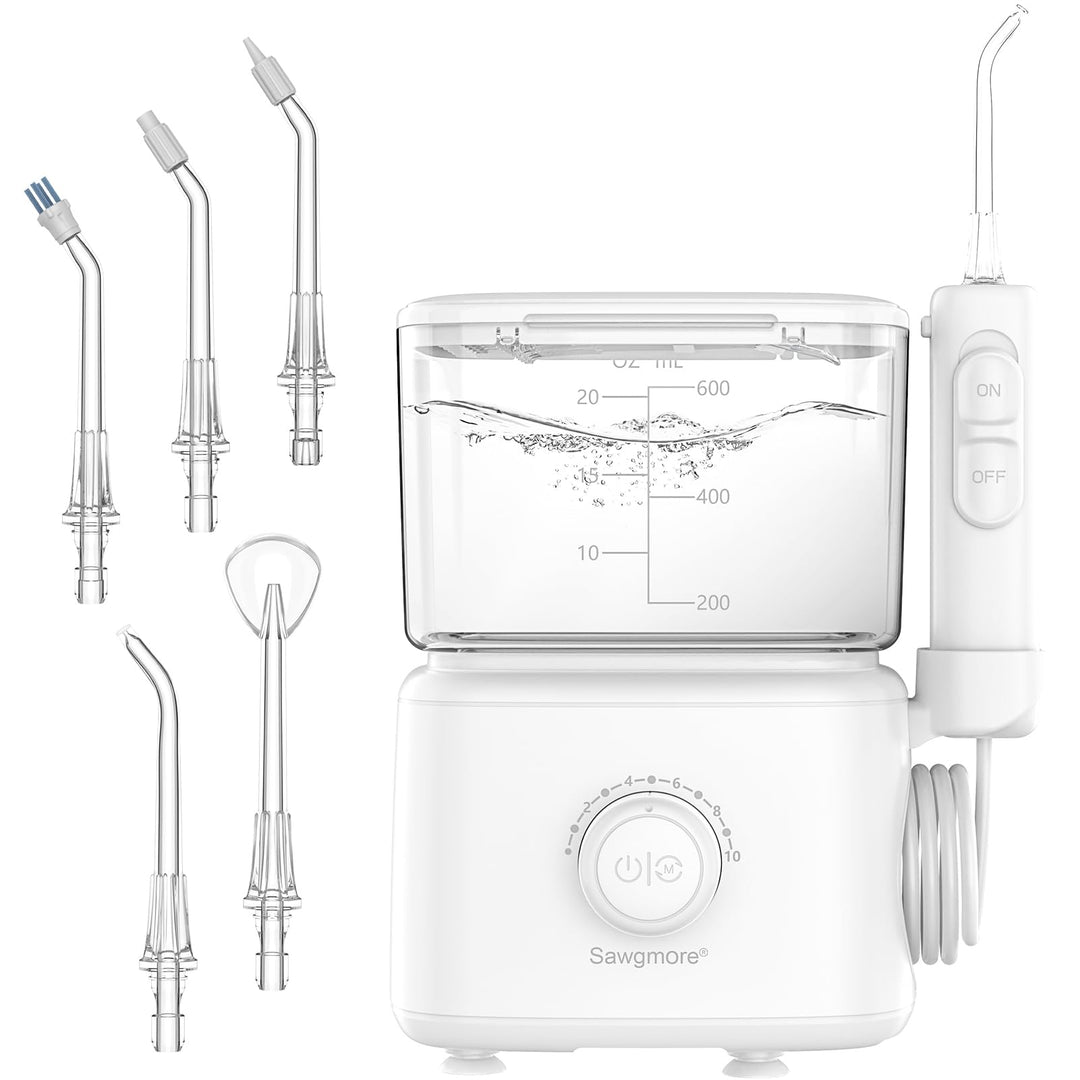 Munddusche mit 10 Einstellbaren Druckstufen, 600ml Fassungsvermögen, Oral Irrigator mit 5 multifunkt