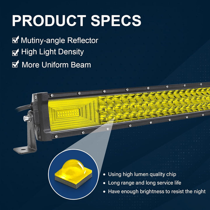 AUXTINGS 106cm 540w gekrümmt dreireihige gelbe led Light bar flutpunkt Fahrlicht Off strassenbeleuch