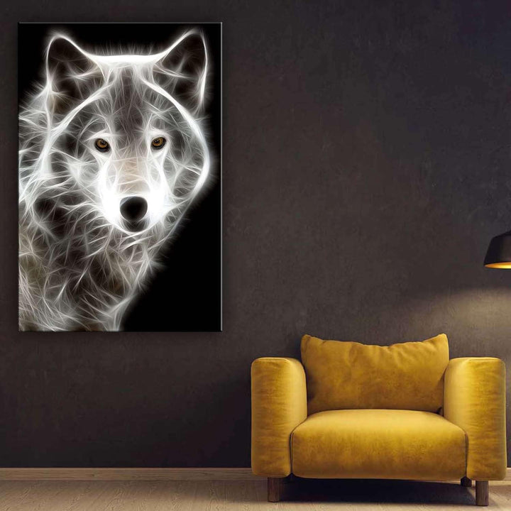 Startonight Bilder Weisser Wolf, Leinwandbilder Moderne Kunst, Tiere Wanddeko Kunstdrucke, Wandbilde