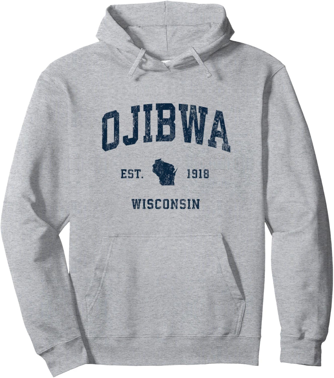 Ojibwa Wisconsin WI Sportdesign im Vintage-Stil, athletisch, Marineblau Pullover Hoodie
