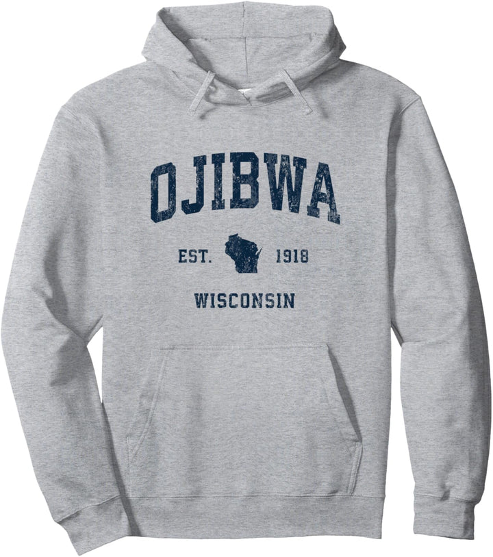 Ojibwa Wisconsin WI Sportdesign im Vintage-Stil, athletisch, Marineblau Pullover Hoodie