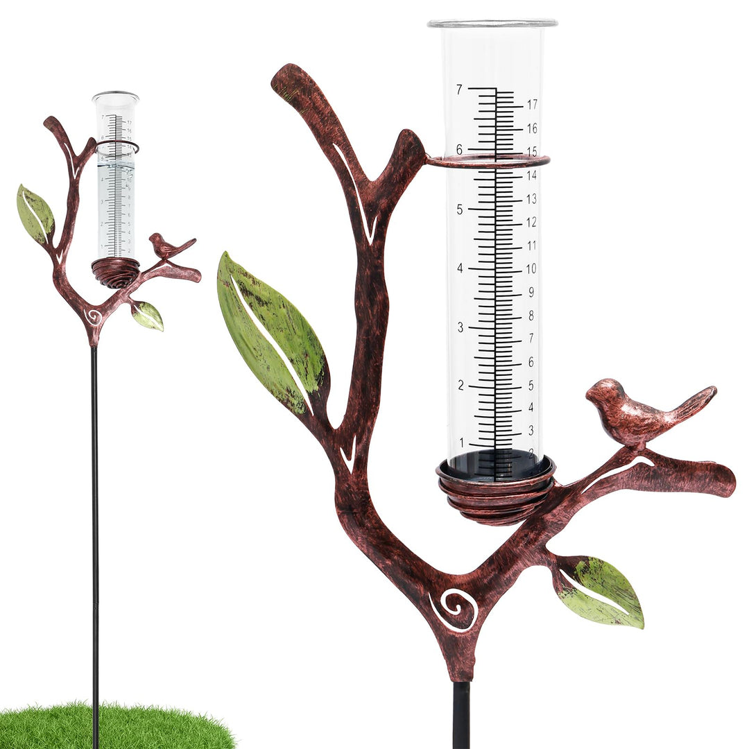 Regenmesser Garten mit Erdspiess, 92 cm Niederschlagsmesser mit 17,8 cm Acryl-Messrohr, dekorativer