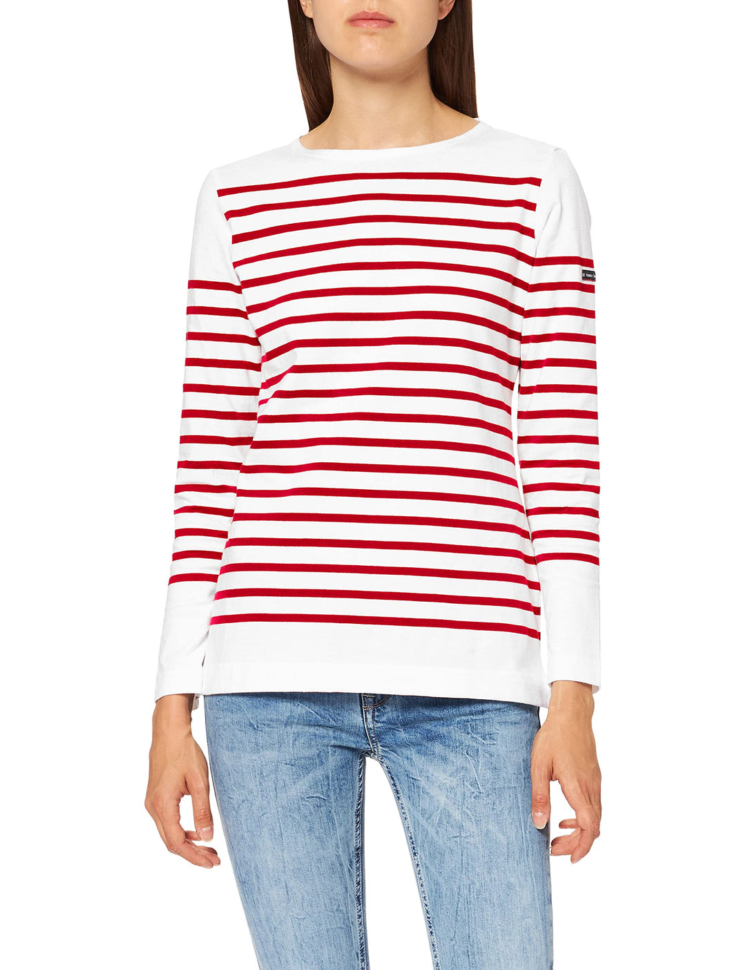 Armor Lux Damen 76838 Langarmshirt, Mehrfarbig (Blanc/Braise 320), Small (Herstellergrösse: 2)