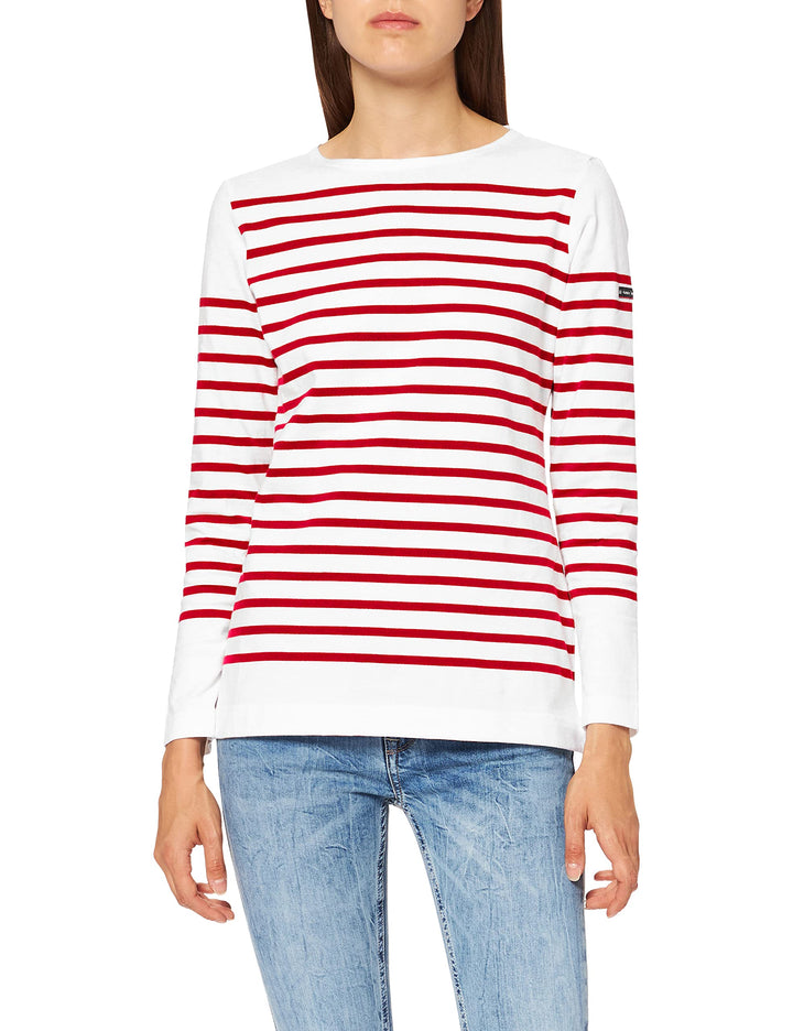 Armor Lux Damen 76838 Langarmshirt, Mehrfarbig (Blanc/Braise 320), Small (Herstellergrösse: 2)
