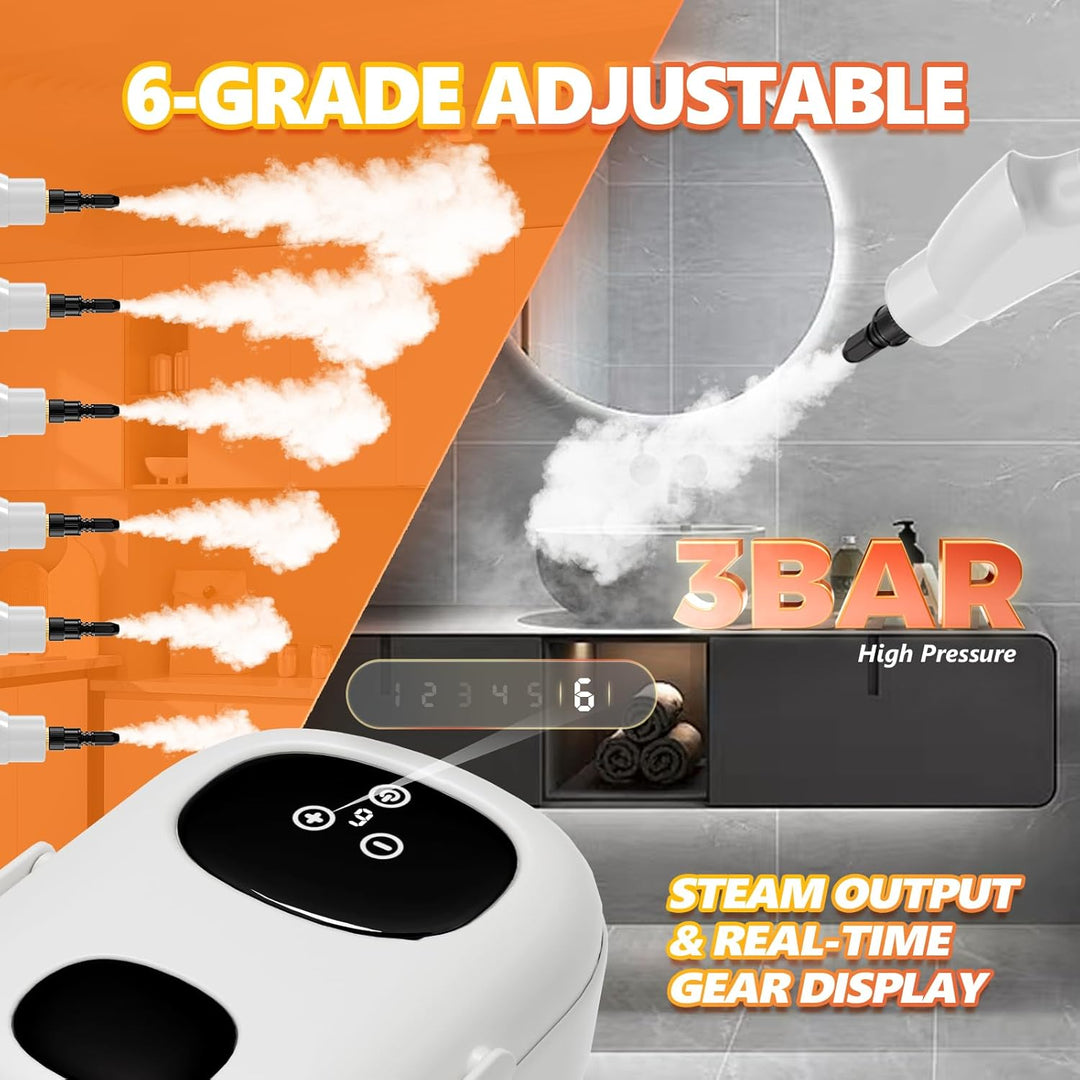 Dampfreiniger Handgerät, Steam Cleaner, 15 Sekunden Aufheizzeit, 1.1L Wassertank, Dampfreiniger für