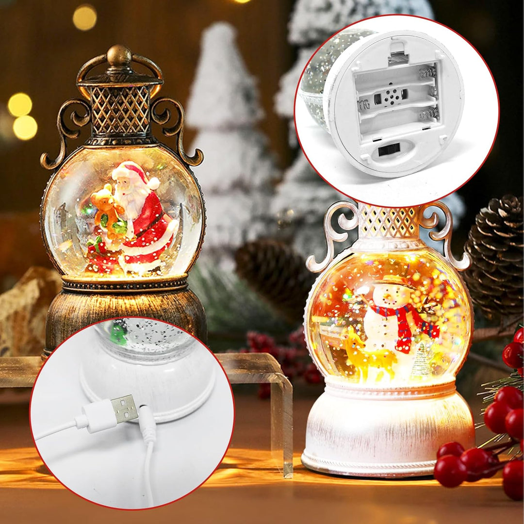 Weihnachten Deko, LED Weihnachts Schneekugel mit Musik und Licht, LED Kugellaterne aus Glas mit Schn