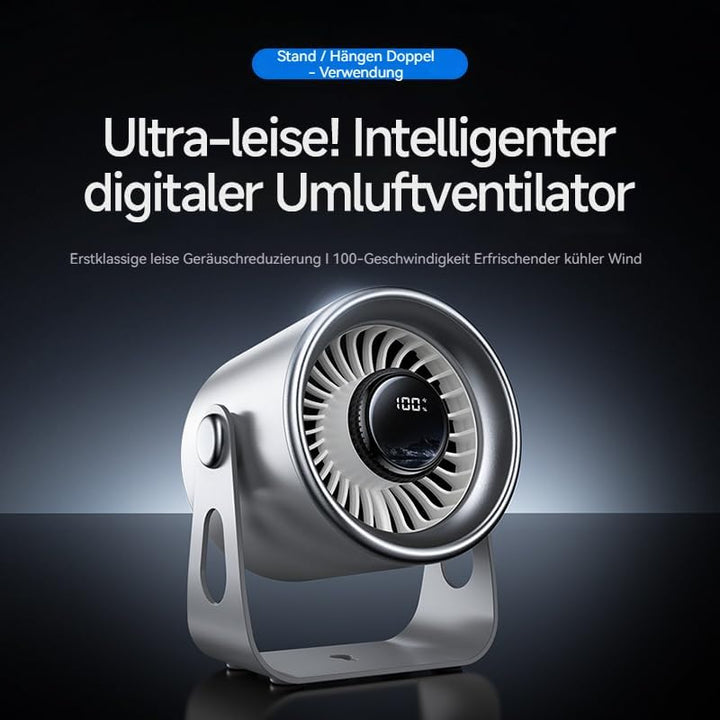 Tischventilator sehr leise mit digitalem Display, Turbo-Ventilator 100-stufig einstellbar & 135° nei