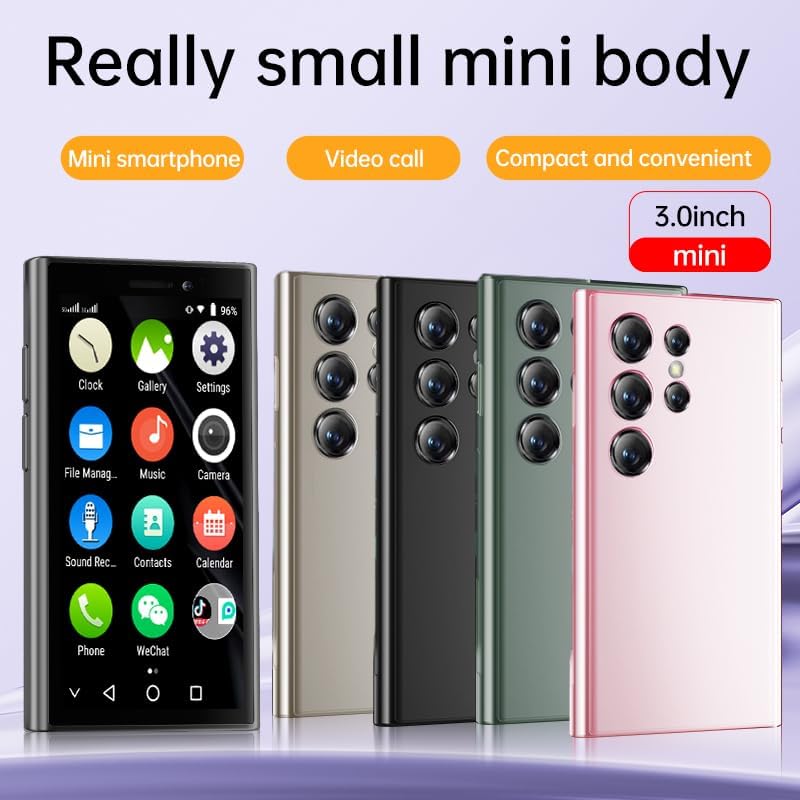 3G-Mini-Handy, kleines Smartphone für Kinder, 3-Zoll-HD-Bildschirm, 2 GB RAM + 16 GB, kompakt, WiFi,