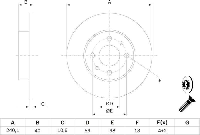 Bosch BD282 Bremsscheiben - 0 - ECE-R90 Zertifizierung - zwei Bremsscheiben pro Set