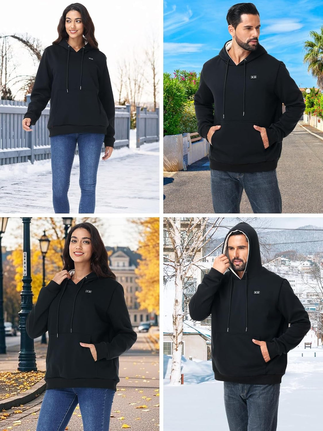 WUEAOA Beheizbarer Hoodie, Unisex Hoodie Beheizbar, 30% Grössere Heizfläche | Graphen-Heiztechnologi