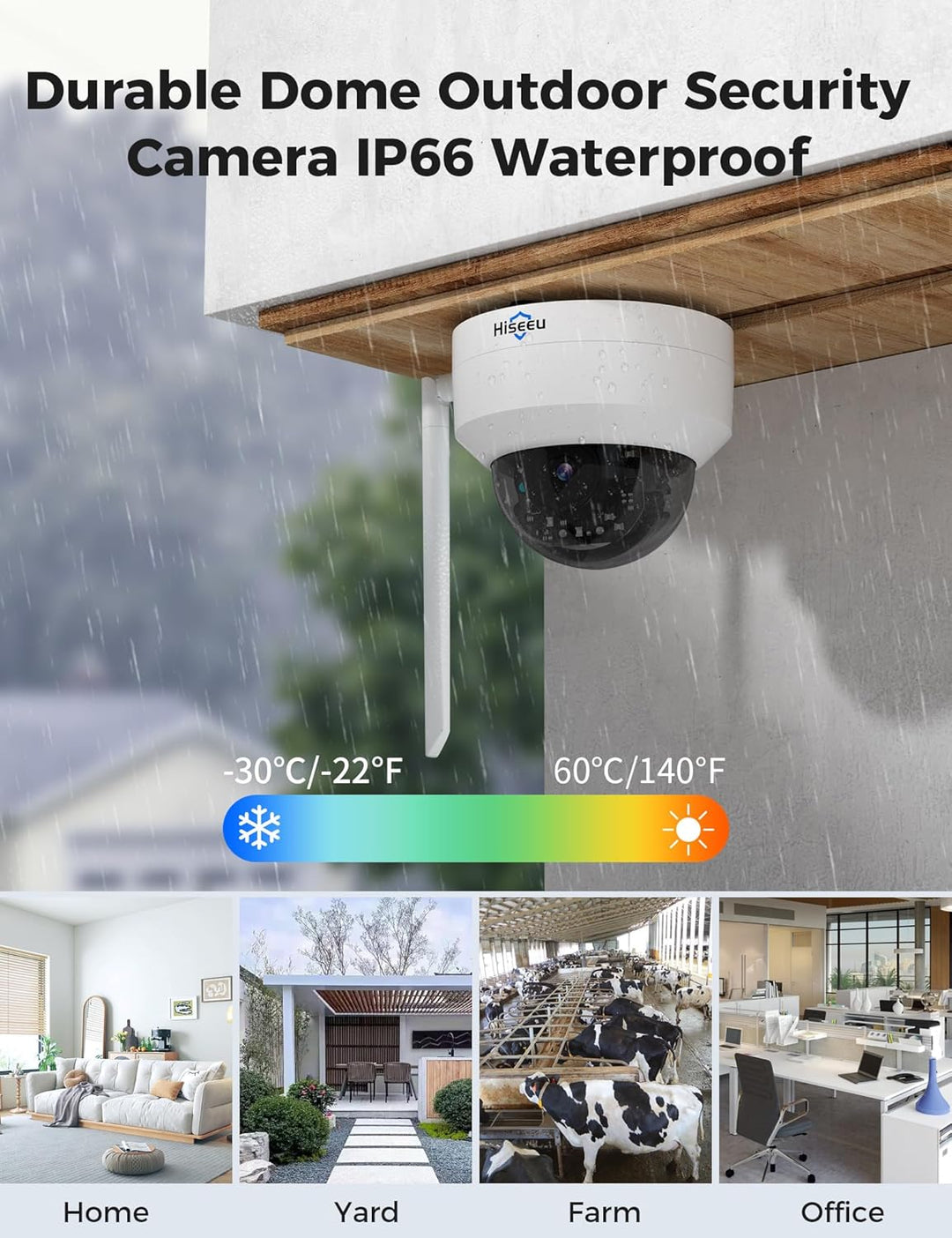 Hiseeu 5MP Überwachungskamera Aussen WLAN,360 ° Anzeigen PTZ Kamera mit Farbe Nachtsicht,2-Wege-Audi