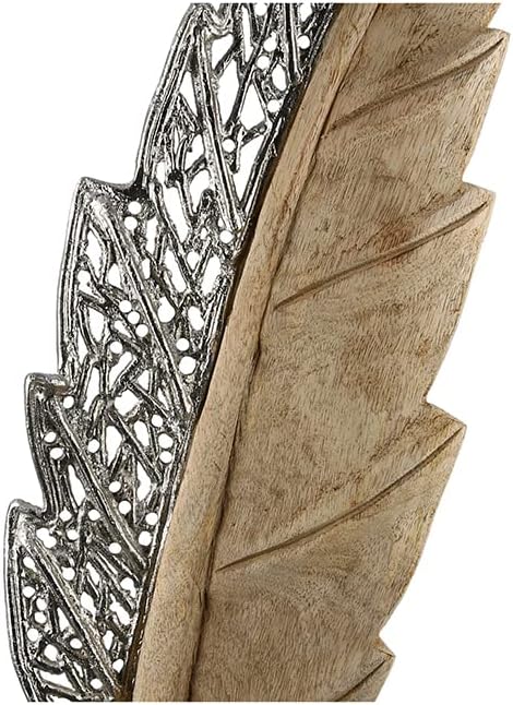 Casablanca Deko Skulptur XL Dekoration Blatt - Natur Silber Farben - Höhe 52 cm