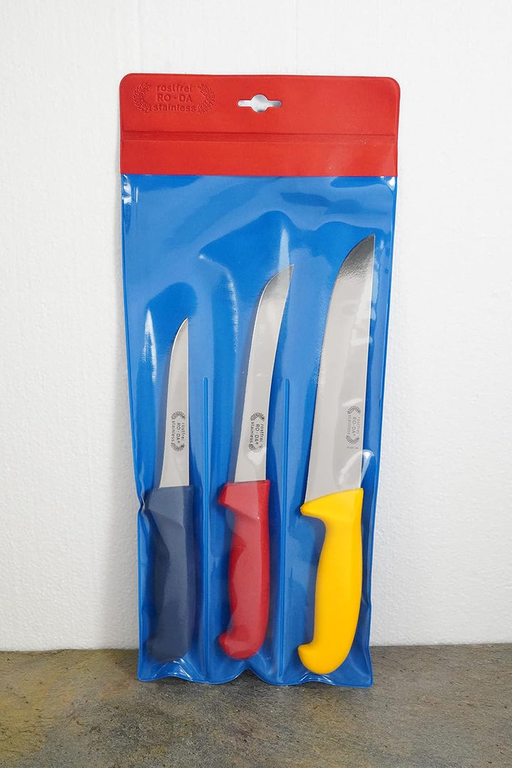 Ro-Da Messer Set Fleischermeister 4tlg Ausbeinmesser 13cm A.Messer 16cm Blockmesser 20cm HRC