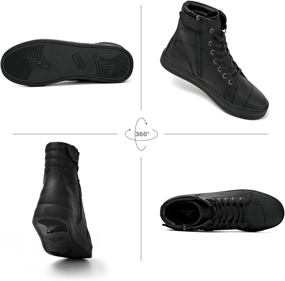 BORLENI Motorradschuhe Herren Sommer Motorradstiefel Männer lässige atmungsaktive Leder Motorrad Sne