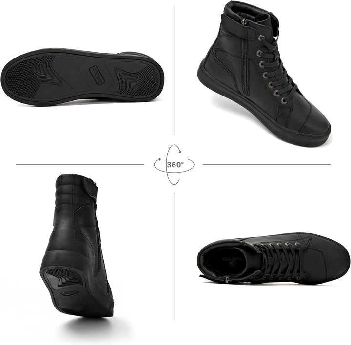 BORLENI Motorradschuhe Herren Sommer Motorradstiefel Männer lässige atmungsaktive Leder Motorrad Sne