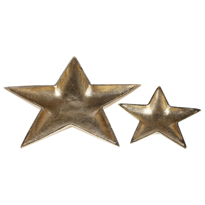 Dekoschale Aluminium gold Sternform 2er Set Dekotablett Dekoration Banten