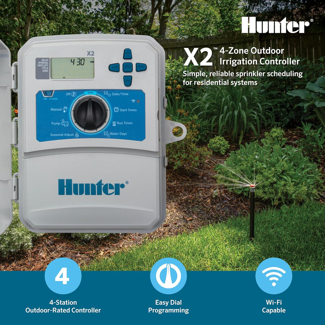 Hunter Industries Hydrawise X2 4-Stationen Bewässerungsregler für den Aussenbereich (X2-400), 4-Stat