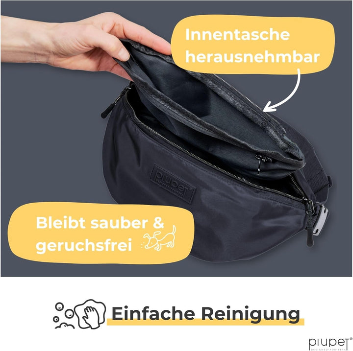 PiuPet® Leckerlitasche für Hunde I Stylische & wasserdichte Gassitasche Hunde mit 3 Reissverschlussf