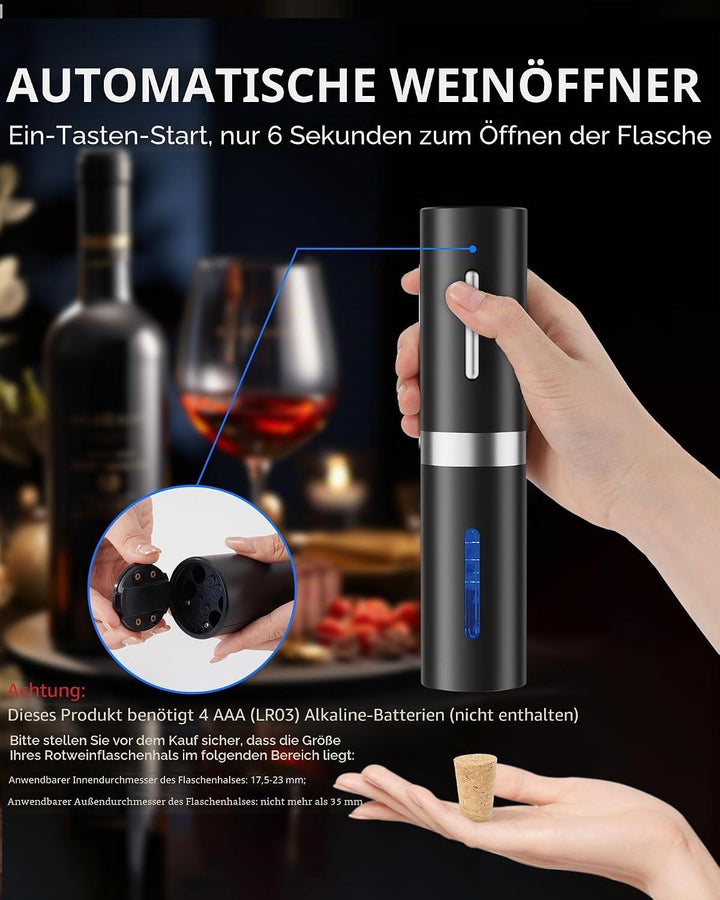 Elektrischer Korkenzieher, professioneller Flaschenöffner für Wein, kabellos, automatischer Flaschen