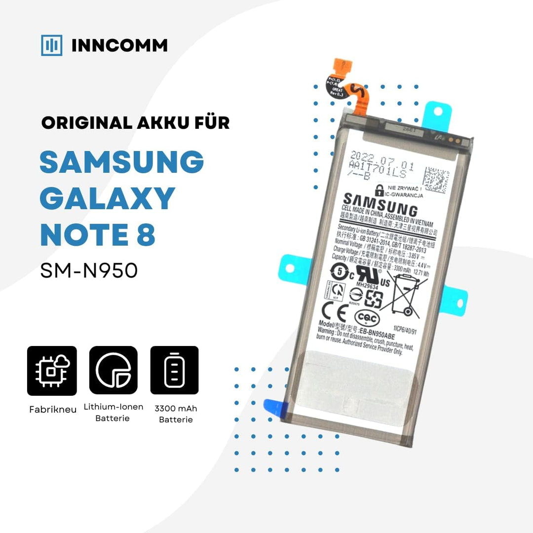 INNCOMM Original Akku für Samsung Galaxy Note 8 SM-N950 Original OEM - 3300mAh Lithium-Ionen-Batteri