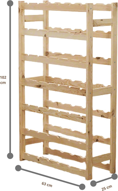MODO24 Weinregal, Holz, unbehandelt, 63 x 25 x 102 cm, 17-Einheiten 63.0 x 25.0 x 102.0